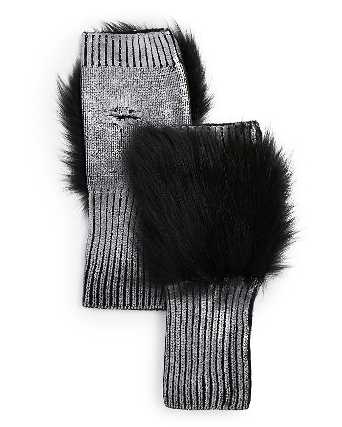 Fox Fur-Trim Metallic Fingerless Gloves | Bloomingdale's (US)