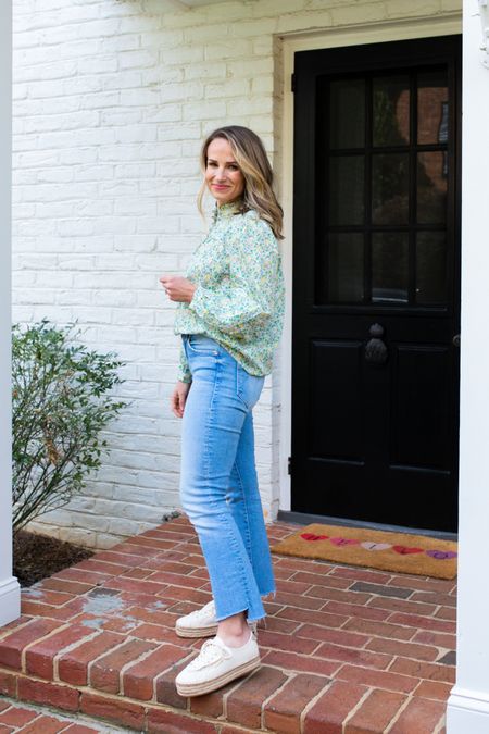 Love this spring blouse and espadrilles sneakers! They run TTS and are comfortable right out of the box. They’ll be cute all spring and summer with jeans, shorts and dresses! I linked my exact ones and some more budget friendly options as well!

#LTKstyletip#LTKSeasonal#LTKshoecrush
