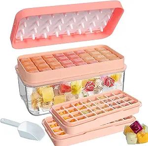 PROGULOVER Ice Cube Tray with Lid and Bin - 64 PCS Easy Release Stackable Ice Trays for Freezer -... | Amazon (US)