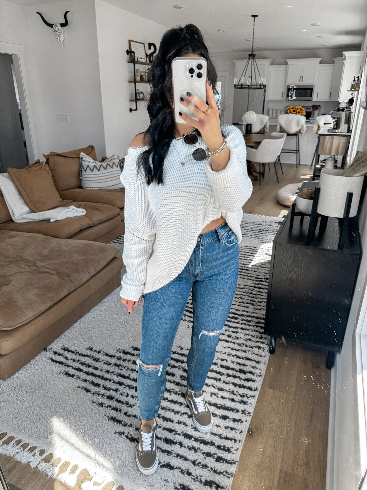 Skinny Jeans Oversized Knit Sweater Outfits Pullover Sweaters For