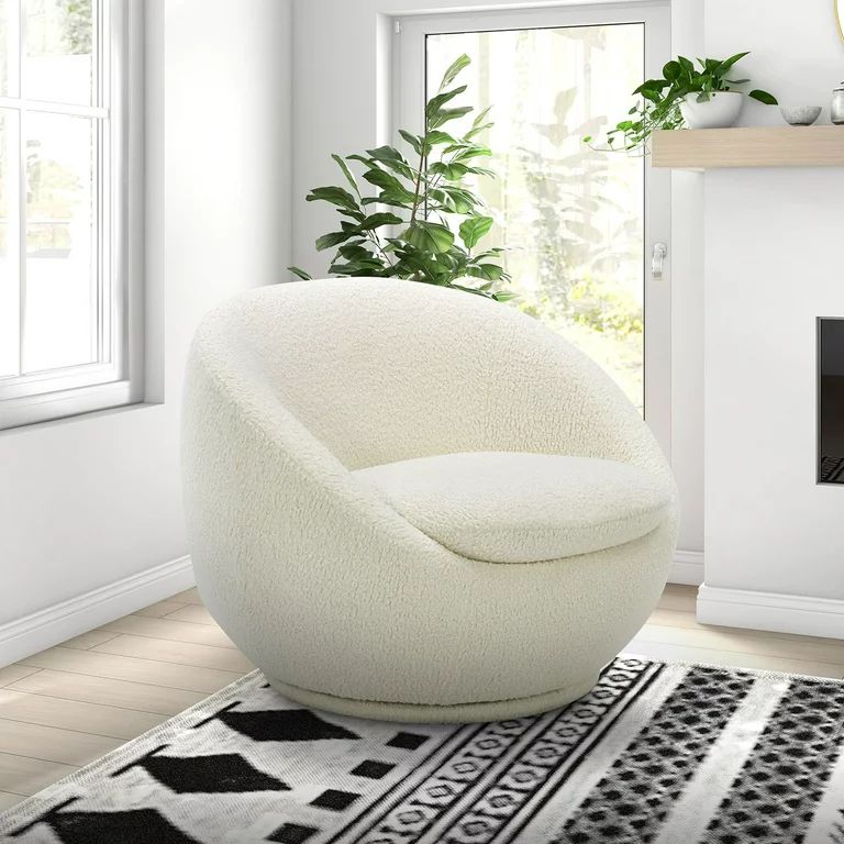 Better Homes & Gardens Cozy Upholstered Swivel Chair, Cream | Walmart (US)