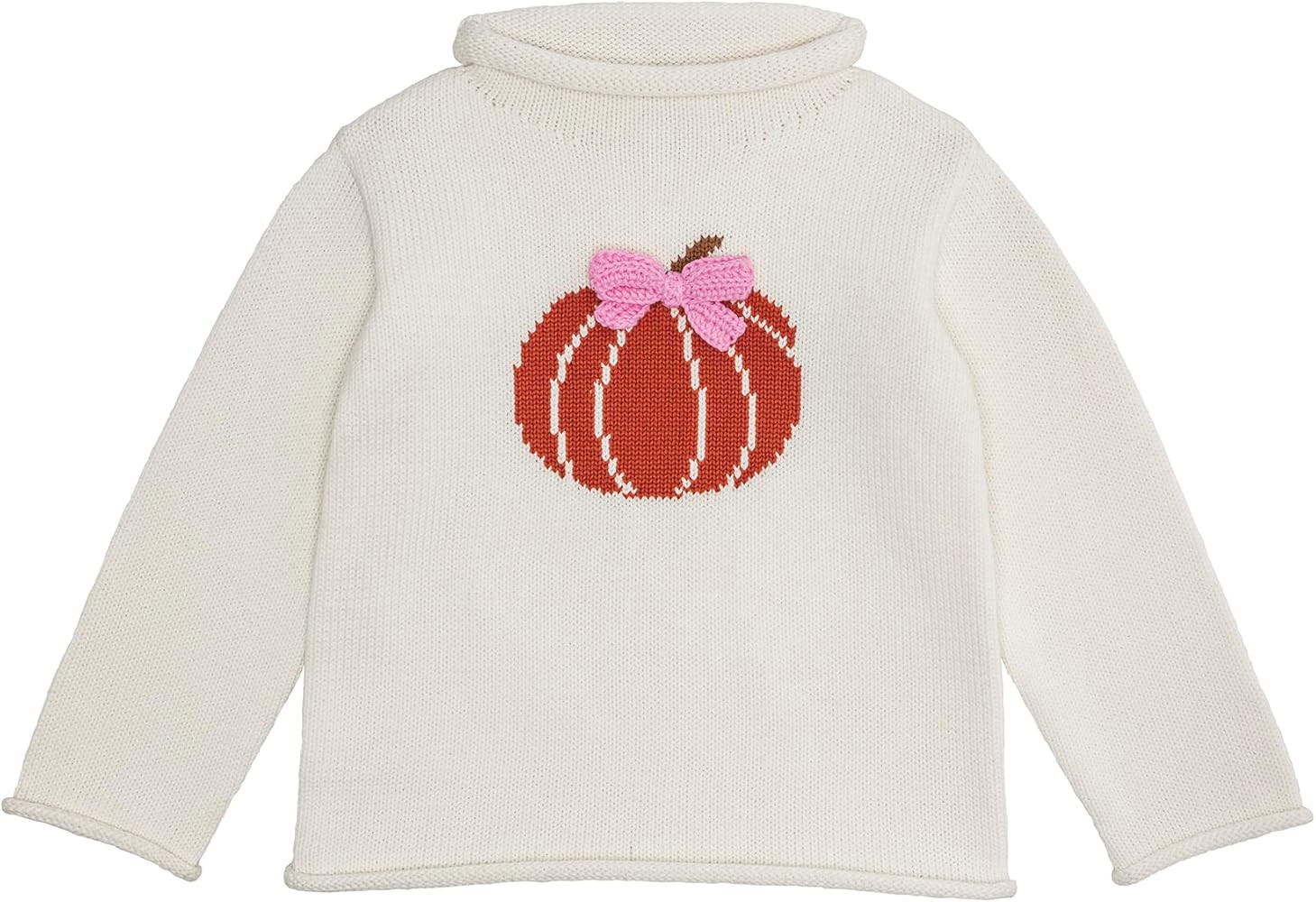 Mud Pie Kids Bow Pumpkin Rollneck Sweater, Small -12-18 Months | Amazon (US)