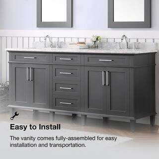 Home Decorators Collection Sonoma 72 in. W x 22 in. D x 34 in H Bath Vanity in Dark Charcoal with... | The Home Depot