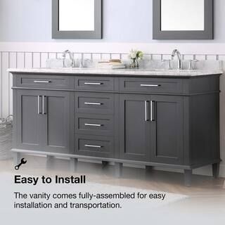 Home Decorators Collection Sonoma 72 in. W x 22 in. D x 34 in H Bath Vanity in Dark Charcoal with... | The Home Depot