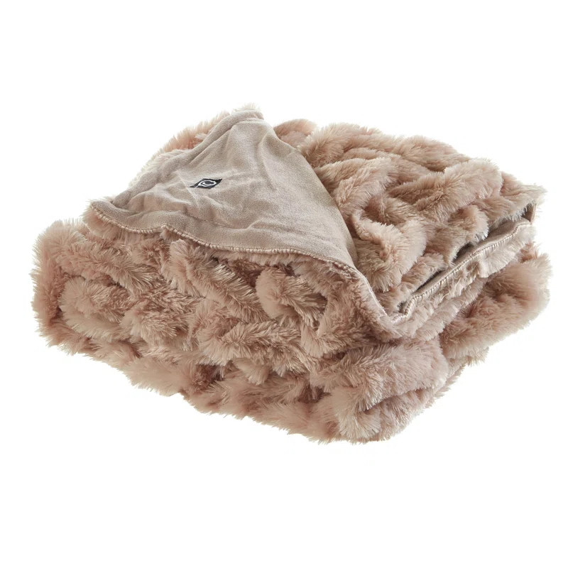 Lmos Stitched Faux Fur Throw Reverse Micromink 50" x 60" | Wayfair North America