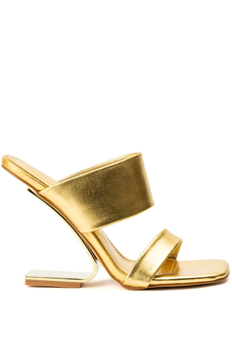 FOXY-GOLD STILETTO SANDAL | Azalea Wang