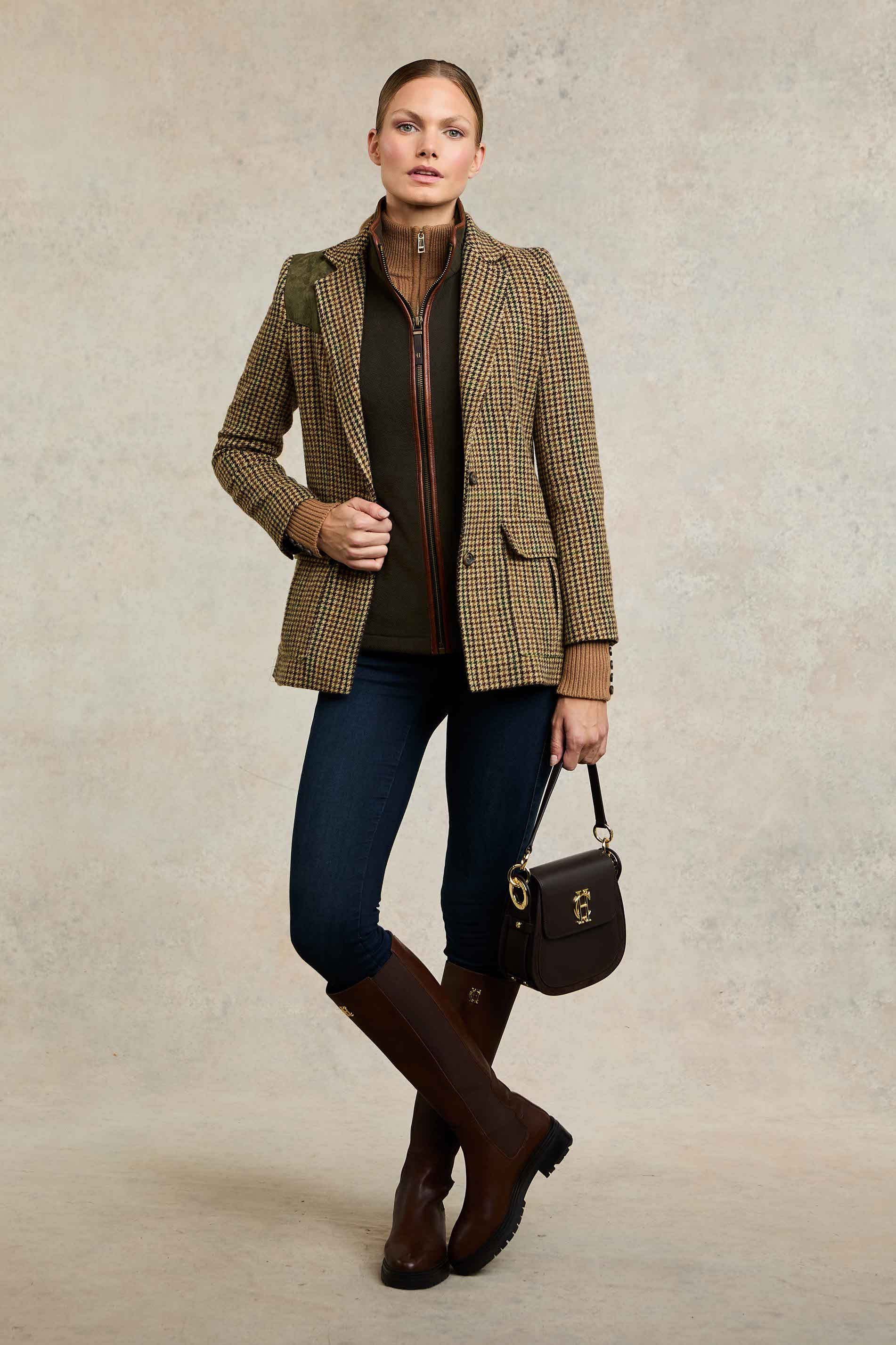 Single Breasted Field Blazer (Hailes Green Tweed) | Holland Cooper