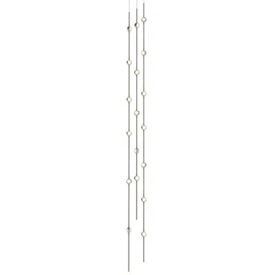 Constellation - Andromeda LED 6" Round Chandelier - Tall - Satin Nickel - Clear Faceted Acrylic Lens - 3000K - 240" Cable | Perigold