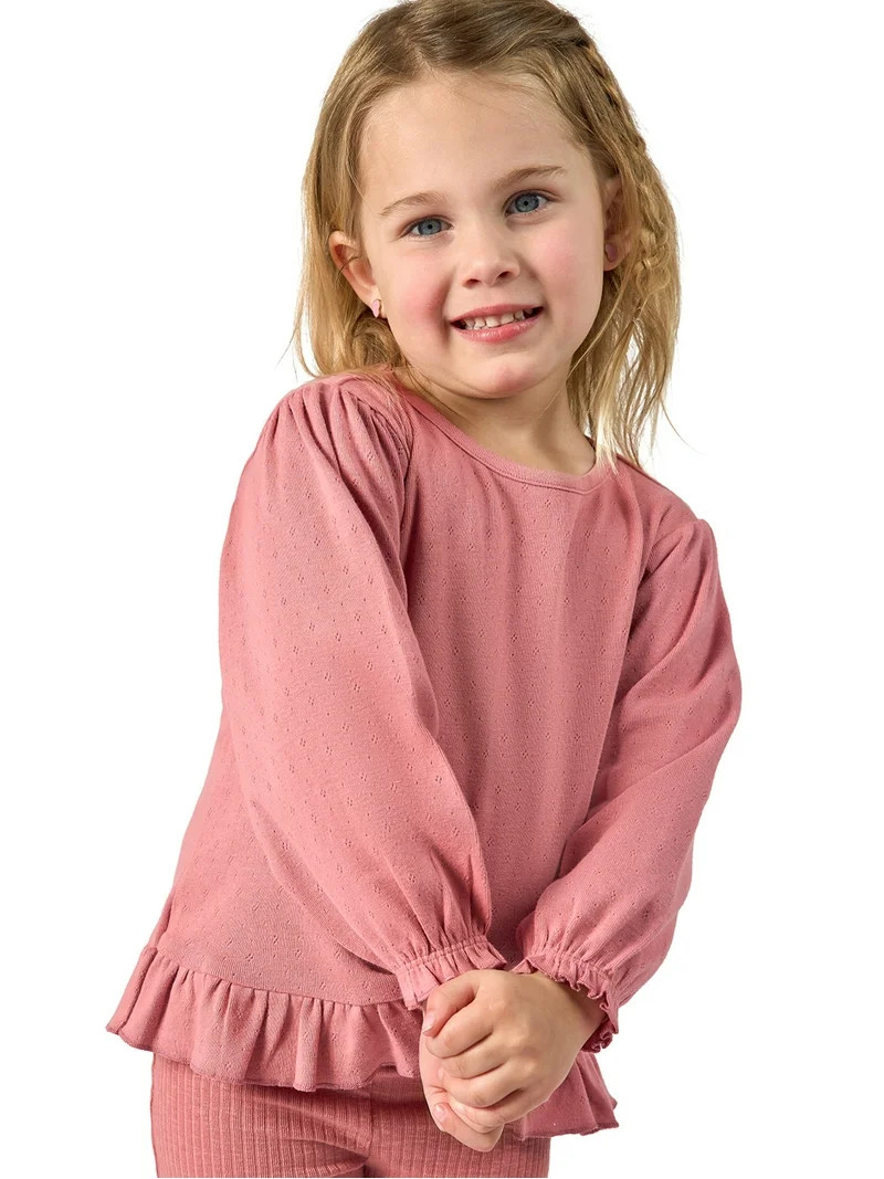 Modern Moments by Gerber Toddler Girl Balloon Sleeves Hem Top, Sizes 12 Months - 5T | Walmart (US)