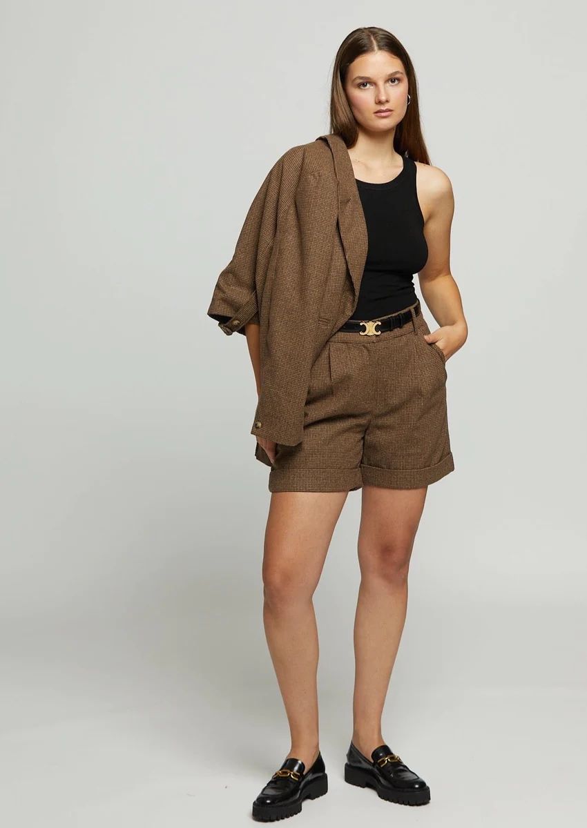 Cibi Wool Blend Shorts - Brown | Benaar La