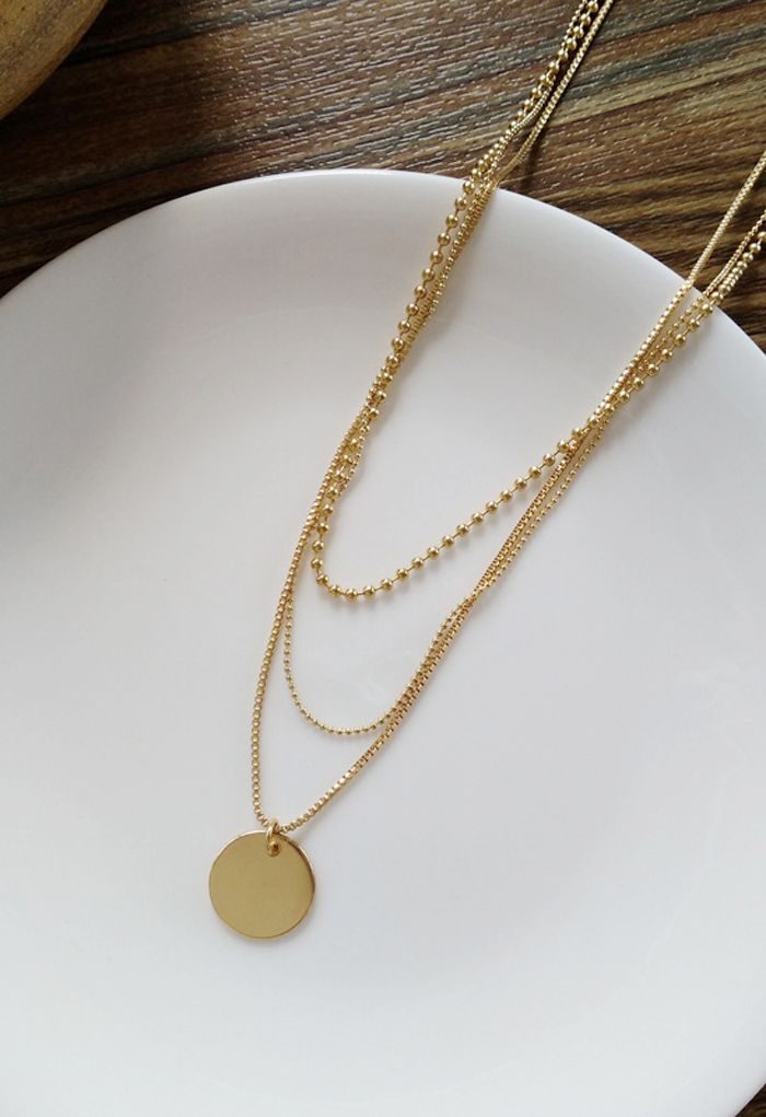 Triple-Layered Golden Coin Necklace | Chicwish