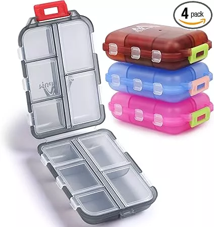 MEACOLIA 3 Pack 8 Compartments Travel Pill Organizer, Daily Pill Case Small  Pill Box for Pocket Purse, Portable Pill Container Medicine Vitamin