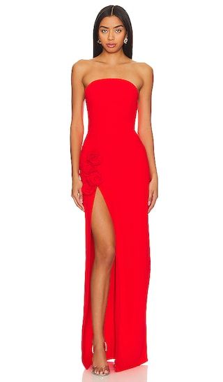 X REVOLVE Wolfe Gown in Crimson | Red Maxi Dress | Summer Wedding Guest Dress | Revolve Clothing (Global)