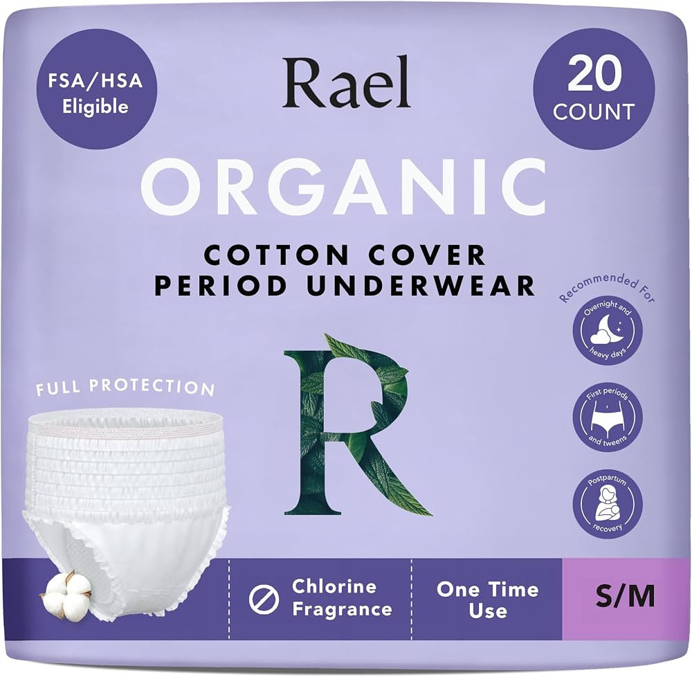 Rael Disposable Period Underwear, Organic Cotton Cover (Size S-M, 20 Ct) | Amazon (US)