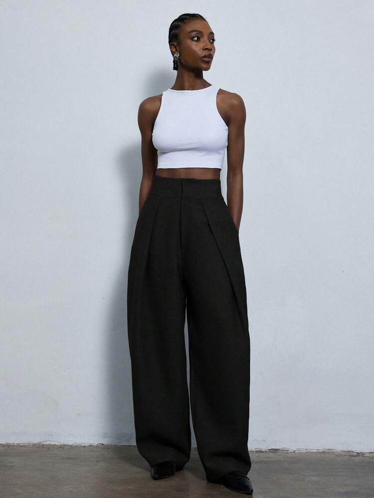 Aveloria Modichic New Stylish Design Sense Casual Pleated Loose Commuter Wide Leg Suit Pants | SHEIN