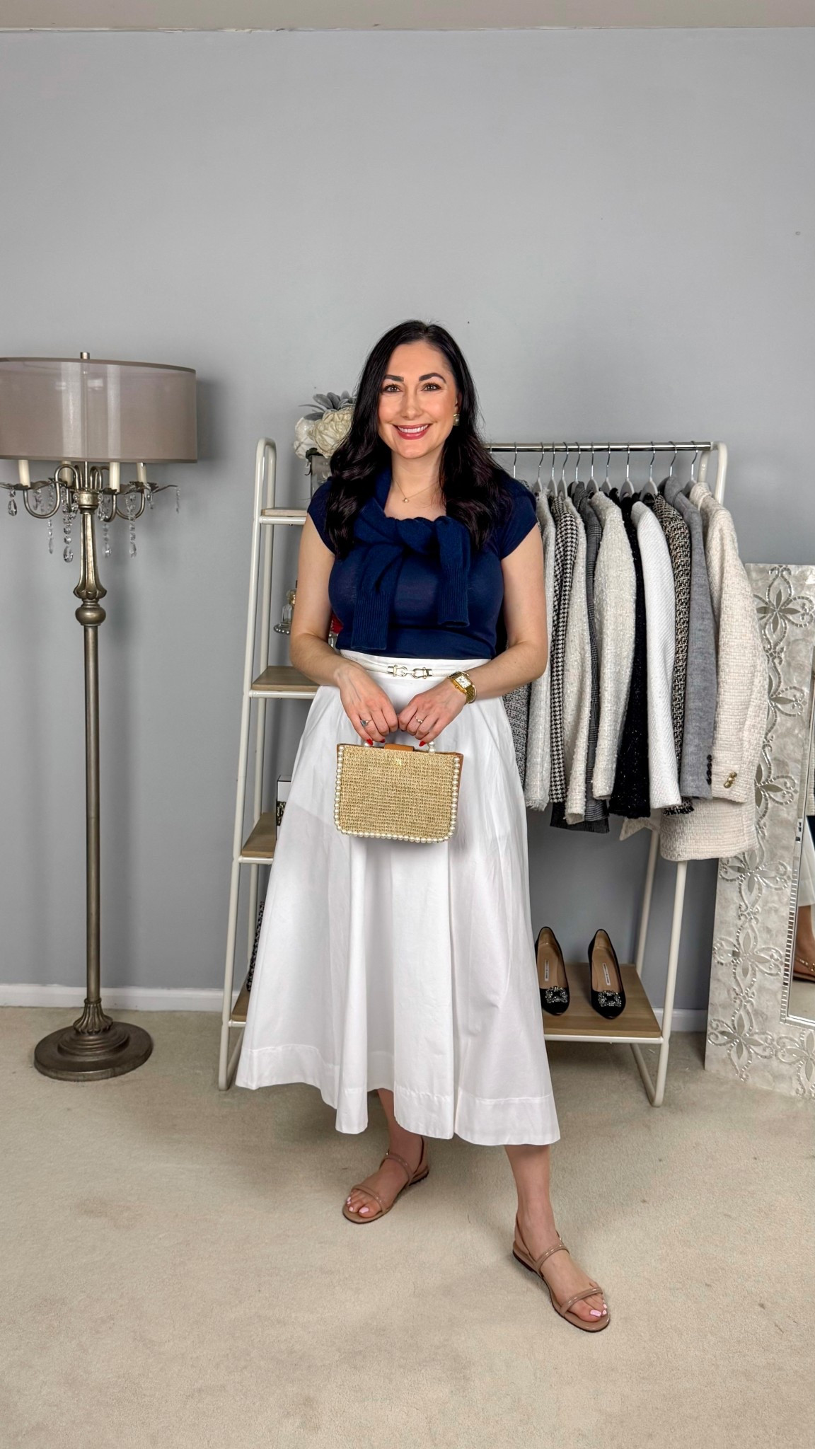 Classy spring outfit 💙🤍

Navy t-shirt
Navy cashmere sweater 
White midi skirt, size 4 fits big 50% off
Nude sandals size 7

Brunch outfit 
Weekend outfit 

#LTKMothersDay #LTKSaleAlert #LTKSeasonal