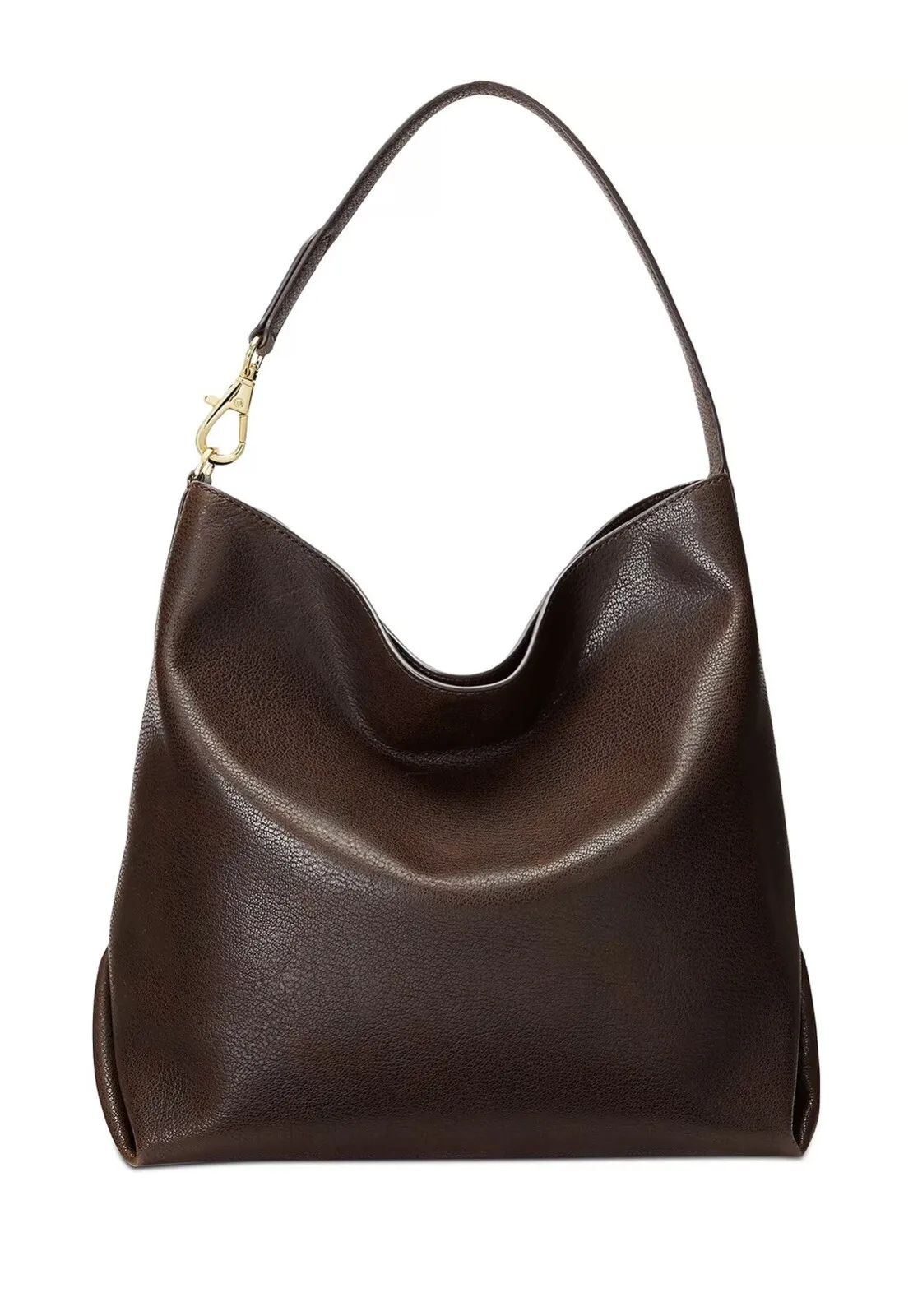 RALPH LAUREN Waxed Leather Large Kassie Shoulder Bag CHESTNUT BROWN  | eBay | eBay US