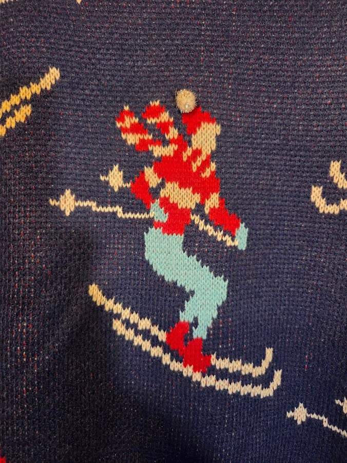 Vintage 33 Degrees Ski Sweater Snow Skier Knit Blue Green Size L | eBay US