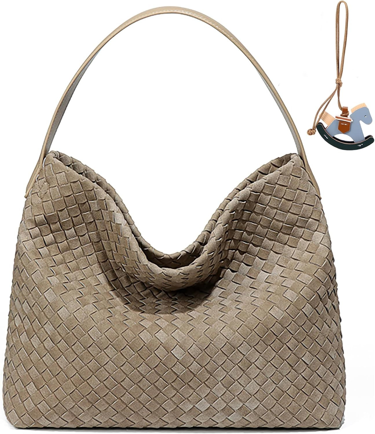 Woven Suede Shoulder Bag for Women,Suede Handbag Hobo Fashion Tote Bag Satchel for Work Weekend Travel Purse 2025 | Amazon (US)