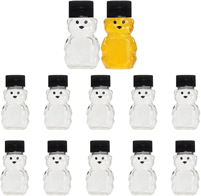 12 Sets 2oz Honey Bottles,Plastic Mini Honey Jars Party Favors,Bear Shape Clear Empty Honey Jar w... | Amazon (US)