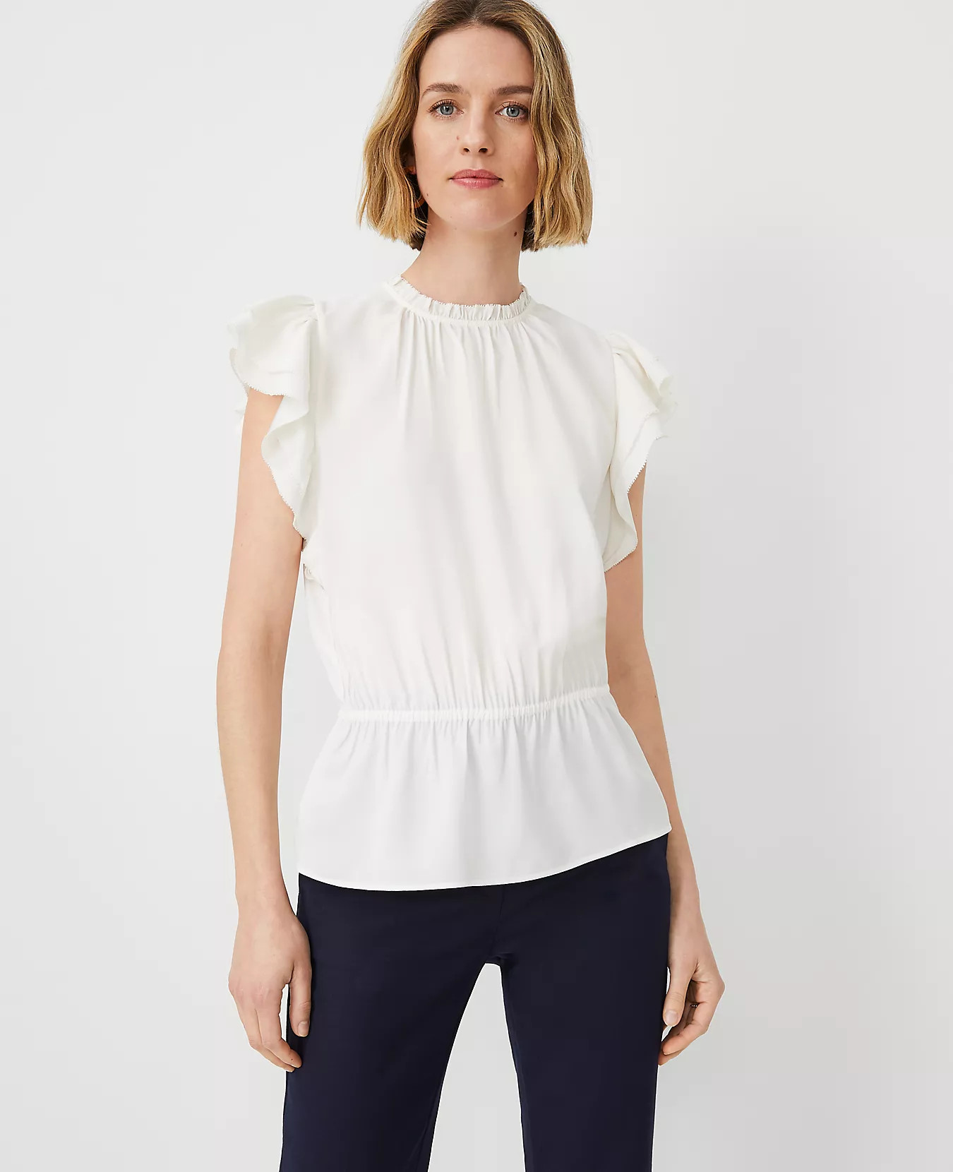 Ruffle Flutter Sleeve Top | Ann Taylor (US)