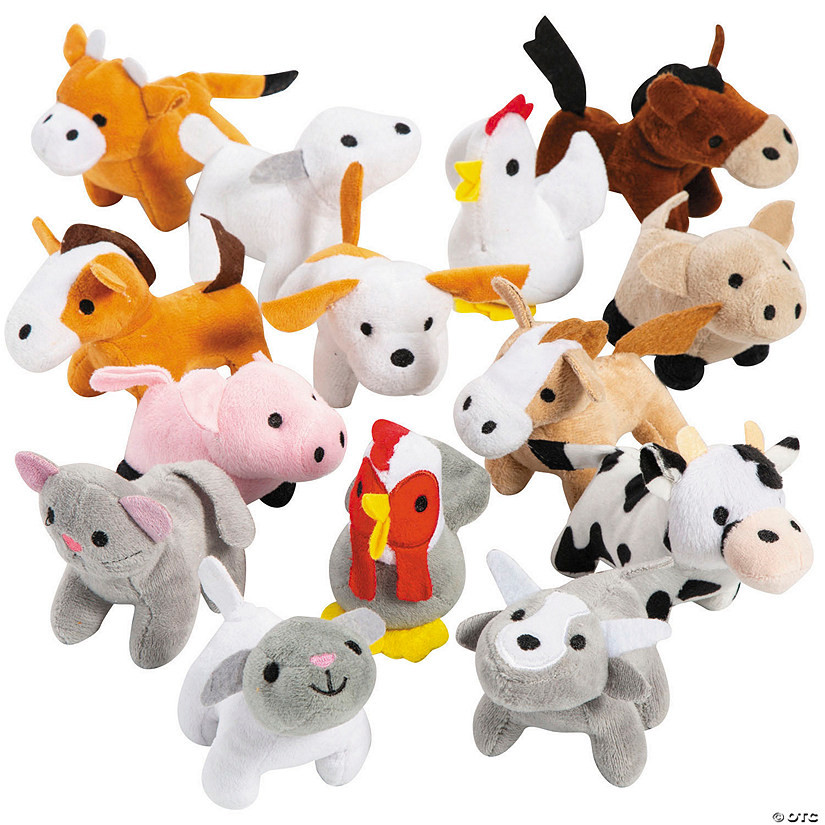 3 1/2" Bulk 50 Pc. Mini Farm Stuffed Animal Handout Assortment | Oriental Trading Company