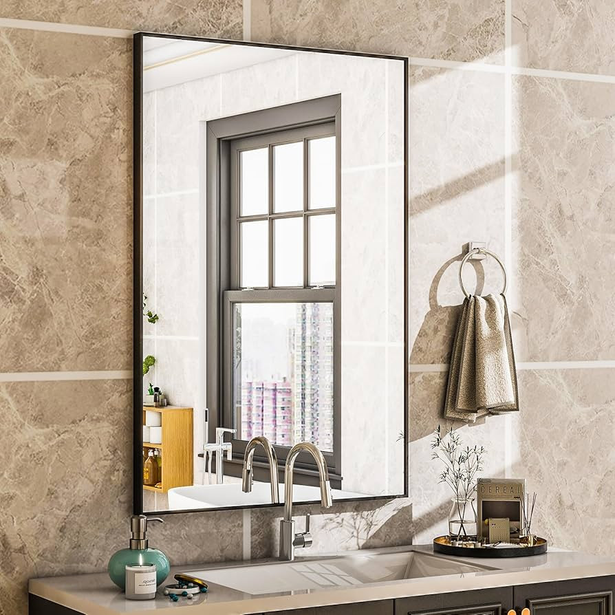 HARRITPURE 38"x26" Rectangular Bathroom Mirror Vanity Wall Mirrors Aluminium Alloy Frame Wall-Mou... | Amazon (US)