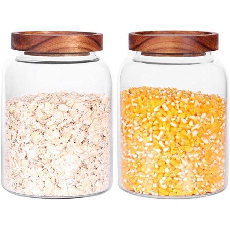 kiaisxes Large Glass Jar with Lid Large glass Storage Containers with Wooden Lid for Laundry Room Bi | Walmart (US)