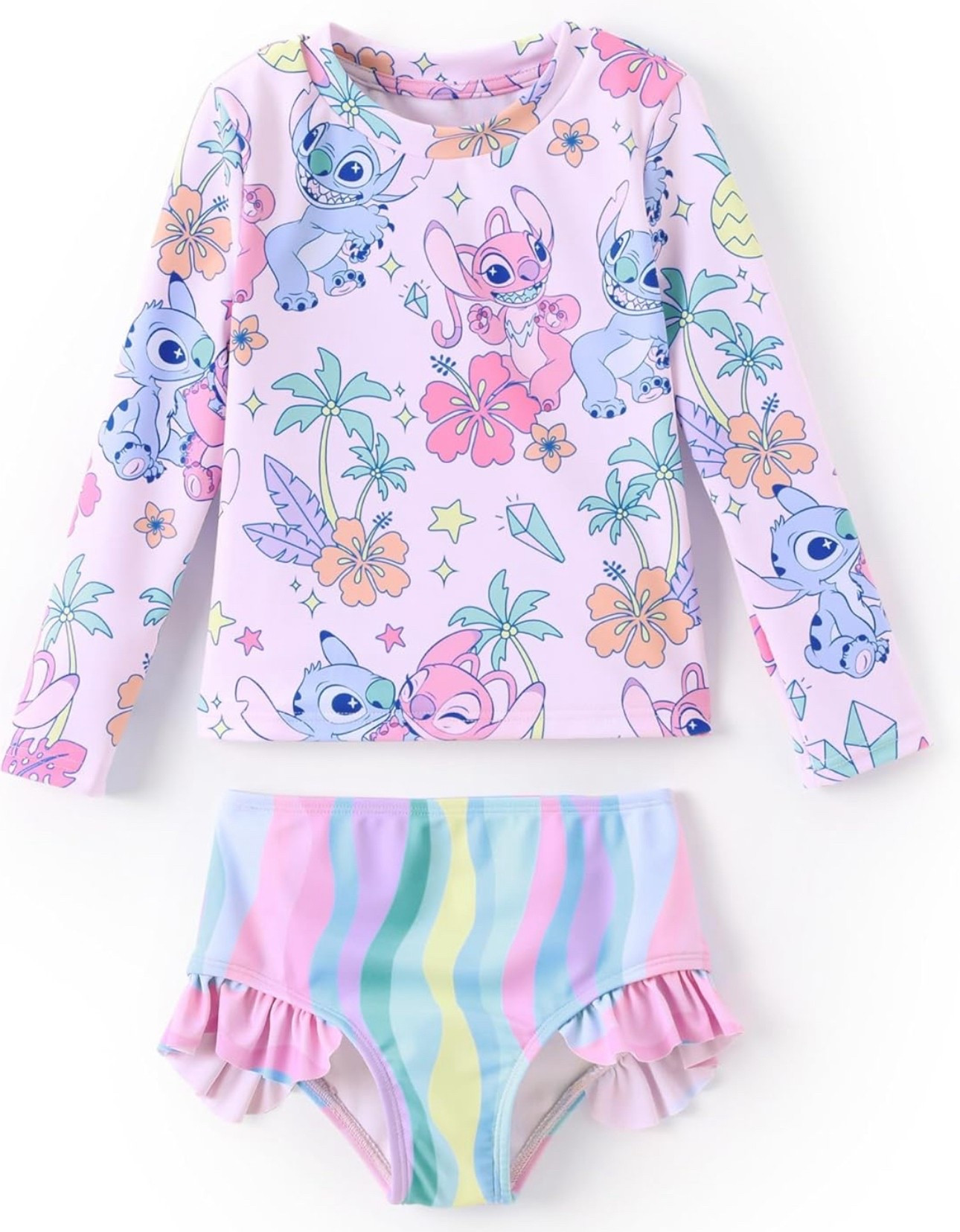 Disney Mickey and Friends Girl Two Piece Long Sleeve Swimsuit Rashguard Bathing Suit

#LTKSwim #LTKKids