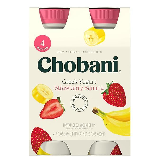 Chobani® Low-Fat Greek Yogurt Drink Strawberry Banana 7 fl oz 4PK | Amazon (US)