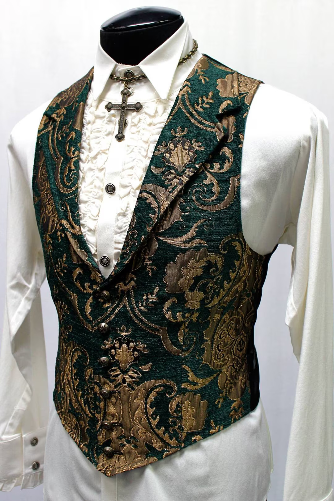 ARISTOCRAT VEST Green/gold Tapestry - Etsy | Etsy (US)