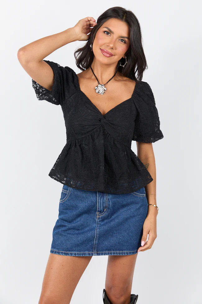Twist On Things Black Bust Lace Blouse | Pink Lily