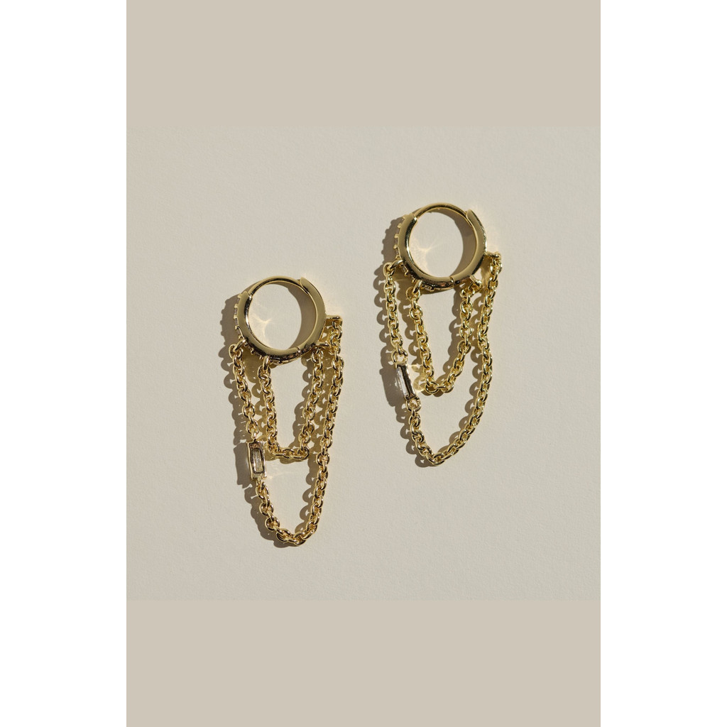 Nickel & Suede Thea Chain Huggies in Gold at Nordstrom | Nordstrom