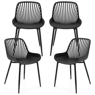 Costway Plastic Dining Chair Set of 4 w/ Metal Legs Cutout Backrest Curved Seat | Target