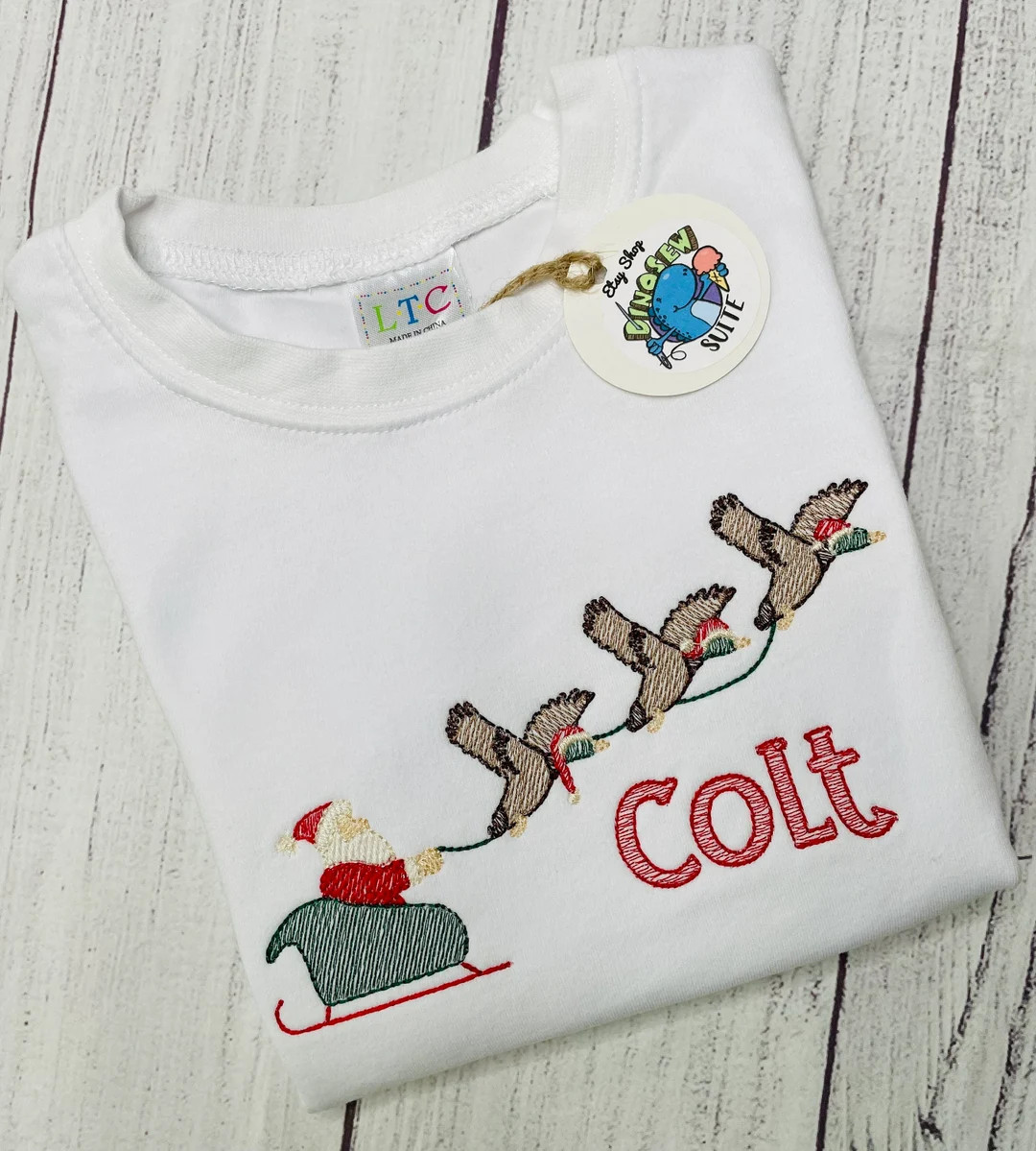 Embroidered Christmas Ducks Shirt,custom Christmas Themed Romper,personalized Santas Sleigh With ... | Etsy (US)