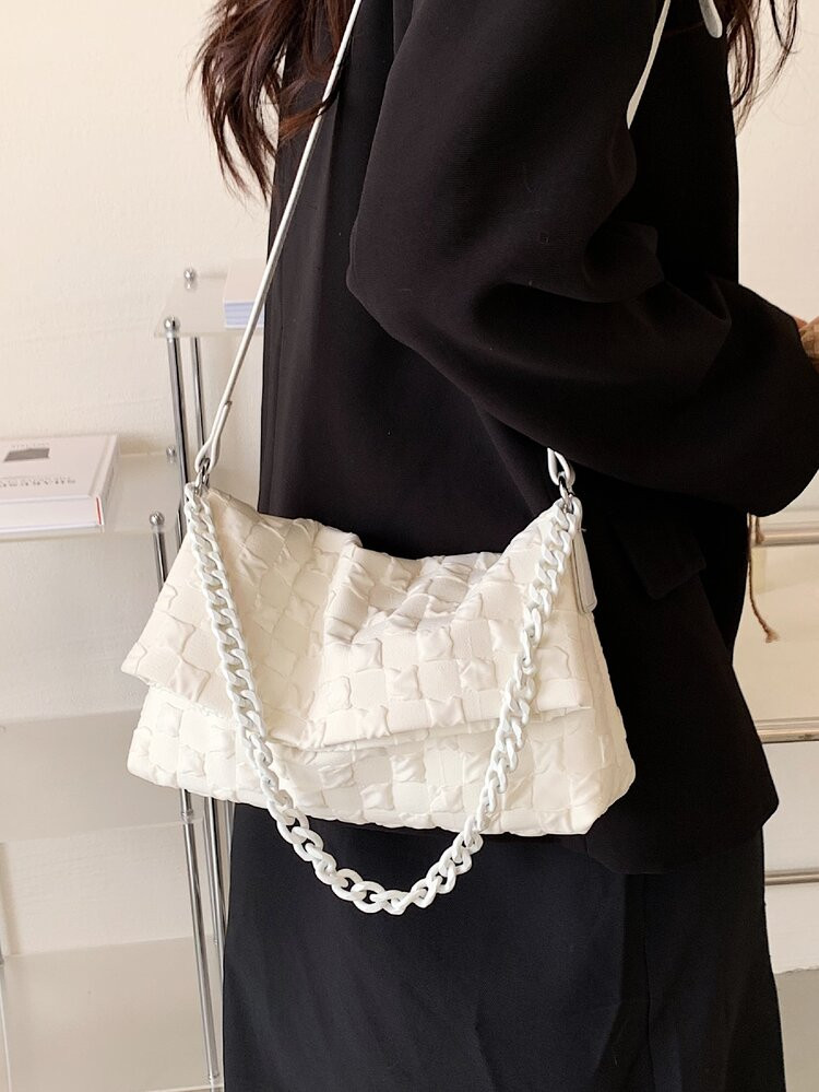 Geometric Graphic Canvas Chain Square Bag | SHEIN