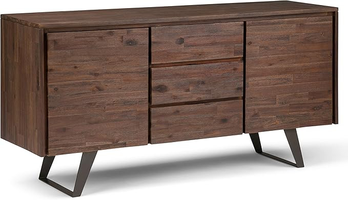 SIMPLIHOME Lowry SOLID ACACIA WOOD 60 inch Modern Industrial Sideboard Buffet and Wine Rack in Di... | Amazon (US)