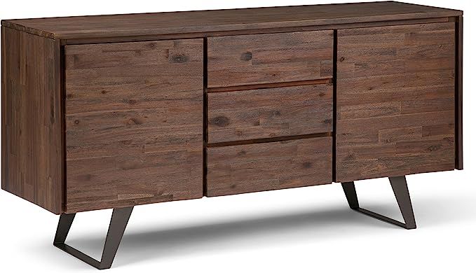 SIMPLIHOME Lowry SOLID ACACIA WOOD 60 inch Modern Inrial Sideboard Buffet and Wine Rack in Distre... | Amazon (US)