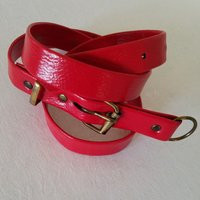 Vintage Thin Red Line Belt, Cherry Belt With Gold-Tone Buckle | Etsy (US)