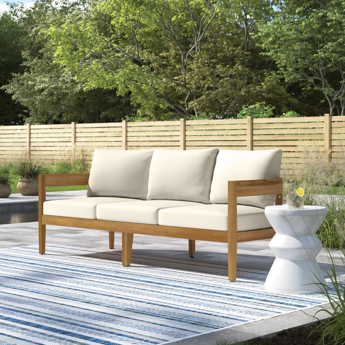 76.5'' Wide Straight Patio Sofa with Cushions | Wayfair North America