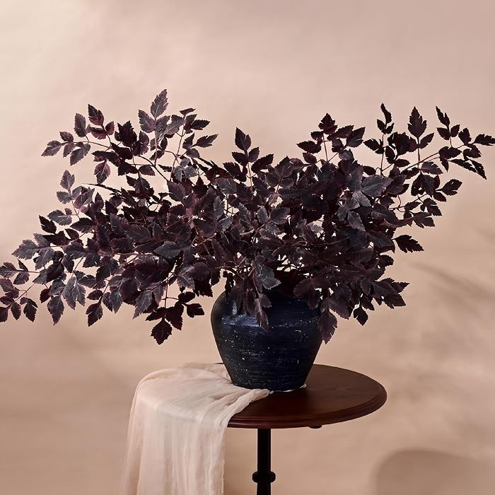 Plum Purple Fall Floral Stems with Leaves, Realistic Fall Decorations for Home Wedding Farmhouse ... | Amazon (US)