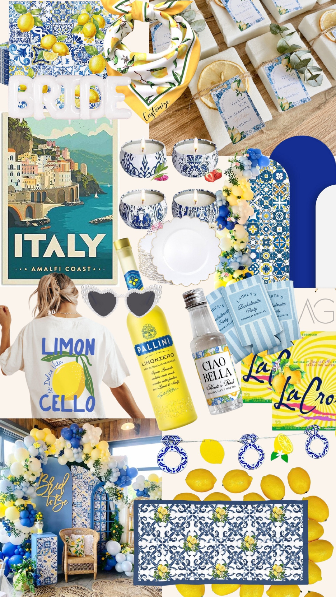 Amalfi coast bachelorette or bridal shower theme idea! All the decorations you need for your Italy loving bride!

#lemon #bride #bachelorette #travel #italy #amalfi #coast #limoncello #ciao #love #amazon #esty #decor 

#LTKParties #LTKSeasonal #LTKTravel