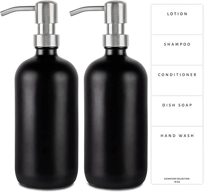 Emerson Essentials Glass Soap Dispenser Set, 2 Pack, Hand Soap Dispenser for Bathrooms and Dish S... | Amazon (US)