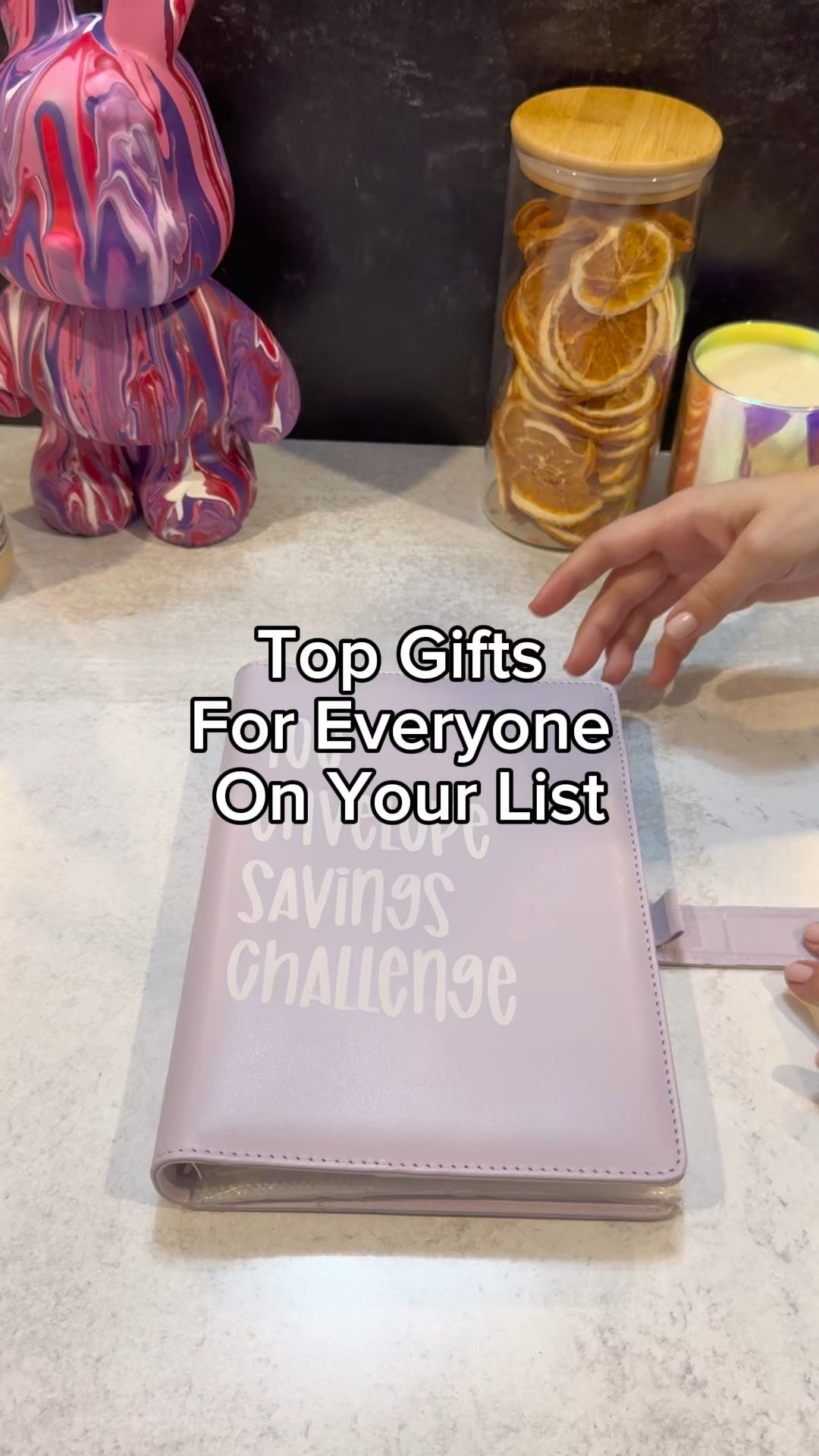 Top gifts for everyone on your list!

1. For the budget conscious: 100 envelope challenge to save money in 100 days. 
2. For the artist: Gel pen set with so many colors and replacement ink. 
3. For the beauty lover: the best overnight lip mask from glossmetics, the lychee-berry lip glaze 
4. For the hydration lover: liquid death’s water bottle to keep drinks cold and easy to carry 
5. For the fashionista: Hello kity crossbody bag 
6. For the religious one: a jar filled with bible verses for every mood they find themselves in 
7. For the cozy queen: Barbie slipper that are super soft and cute 
8. For the foodie: the viral peelable gummies that are delicious! 

#LTKVideo #LTKGiftGuide #LTKHoliday