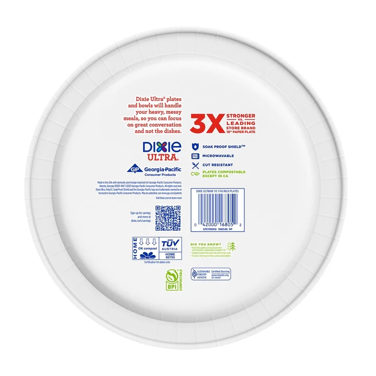 Dixie Ultra Summer Design Disposable Paper Plates, 10", Multi-Color, 20 Count | Walmart (US)