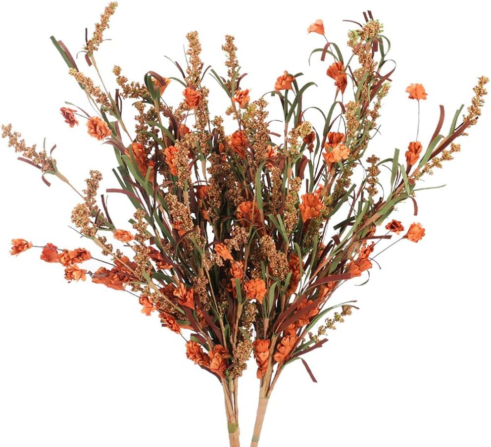 OUBTDK 2Bundles Artificial Fall Flowers Stem Dried Floral Arrangement for Fall Decoration Home Pa... | Amazon (US)