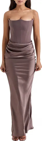 HOUSE OF CB Persephone Strapless Satin Corset Cocktail Dress | Nordstrom | Nordstrom