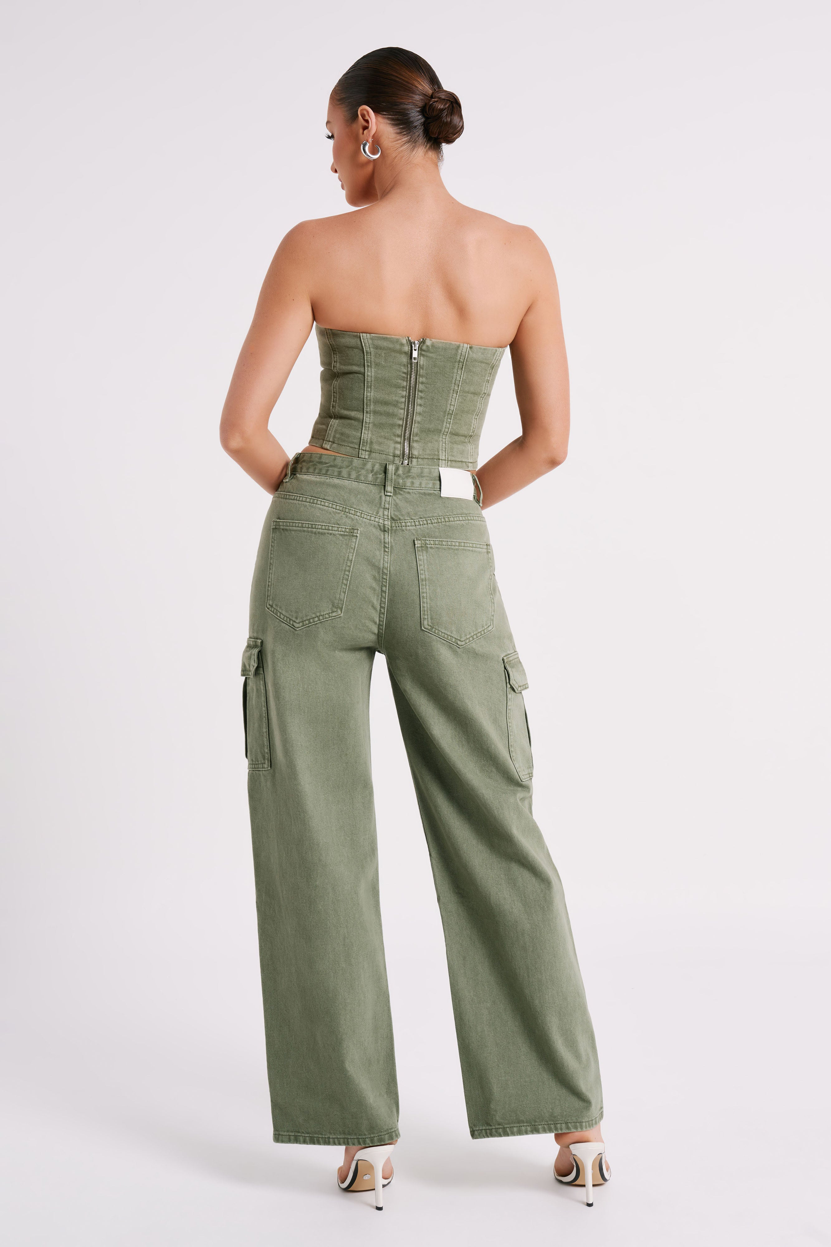 Jordana Denim Tube Top - Khaki | MESHKI US