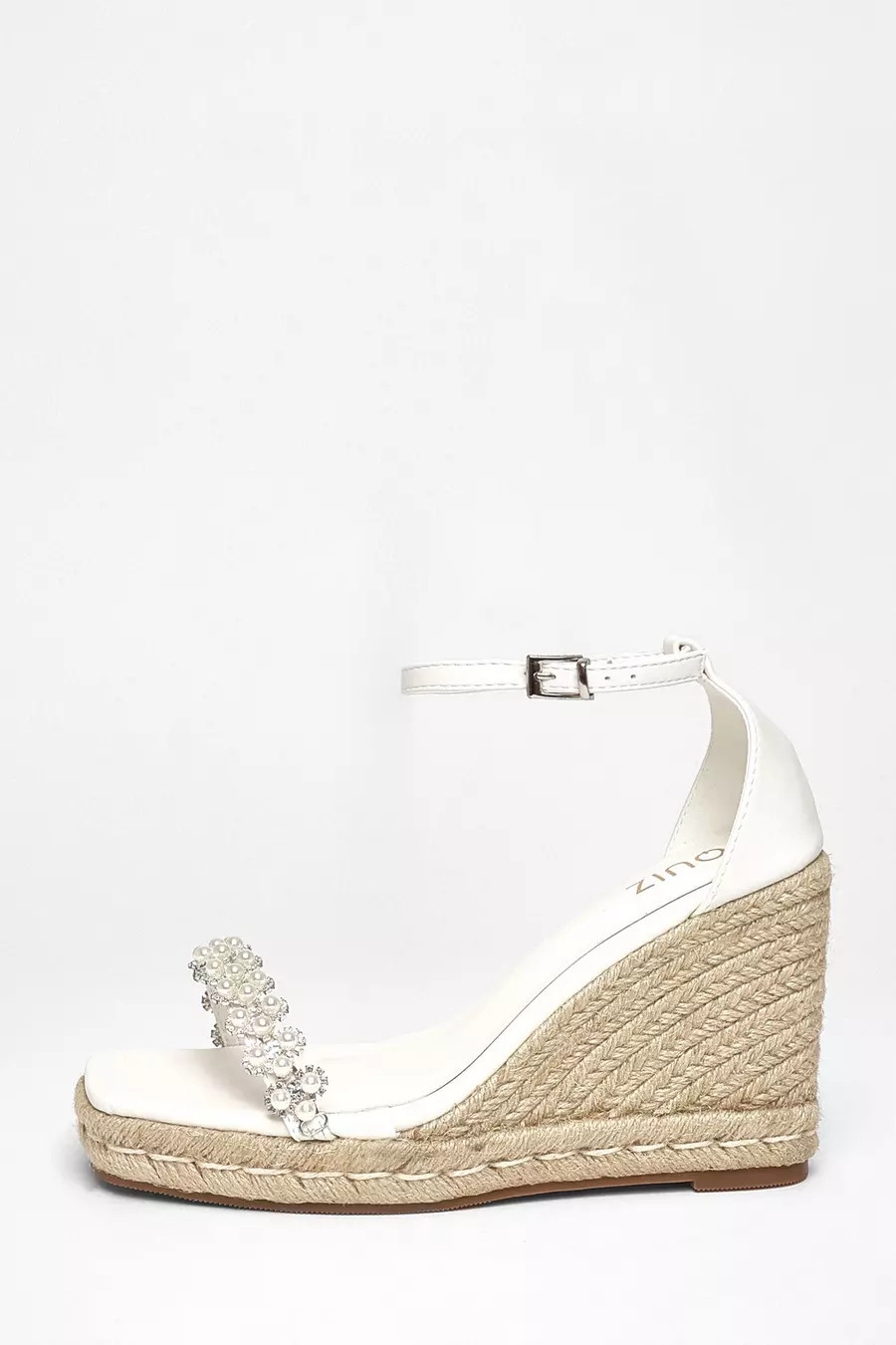 Home/Shoes/White Embellished High Wedges | Quiz Clothing