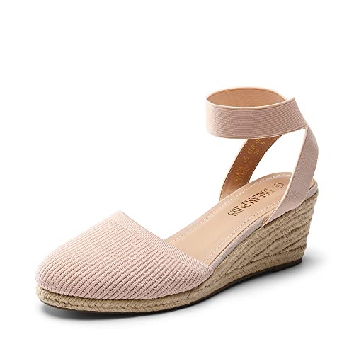 Amazon.com | DREAM PAIRS Women's Elastic Ankle Strap Espadrilles Wedge Sandals,Size 8.5,Black,AMA... | Amazon (US)